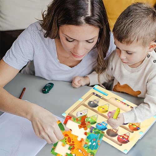 Montessori Spielzeug Magnetspiel Labyrinth, Holzspielzeug Zahlen und Farben Lernspiele, Magnet Spielzeug Kinder Motorikspielzeug Sortierspiel Geschenk für Mädchen Jungen ab 3 Jahren