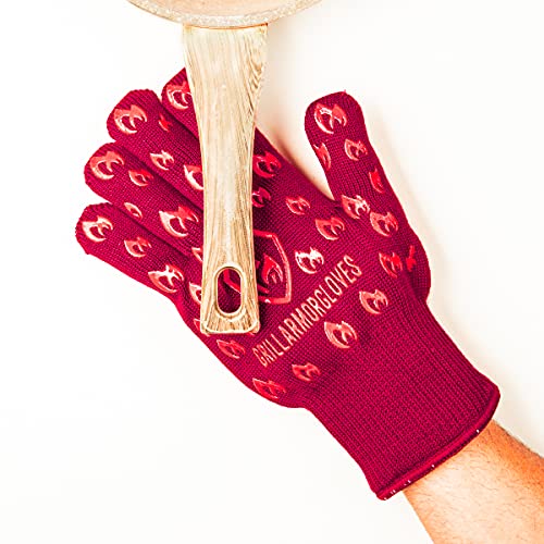 Image of Grill Armor Oven Gloves with Fingers - 932F Heat, Fire & Cut Resistant Mitts for BBQ, Grill, Cooking, Grilling, Baking, Smoker & Fire Pit