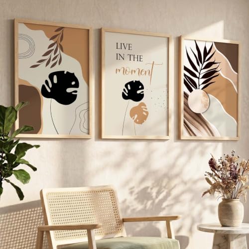 Image of kotart Wood Painting For Wall Decoration - Modern Art Wall Decor Framed Painting For Living Room Bedroom - Framed Posters /Paintings With Frame Set of 3 (Art 7)