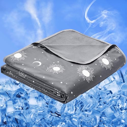 inhand Cooling Blanket- Cooling Blankets for Hot Sleepers - Decorative Lightweight Breathable Summer Cold Blankets for Sleeping Night Sweats to Keep Cool -Queen-90 x90 Dark Grey-Sky