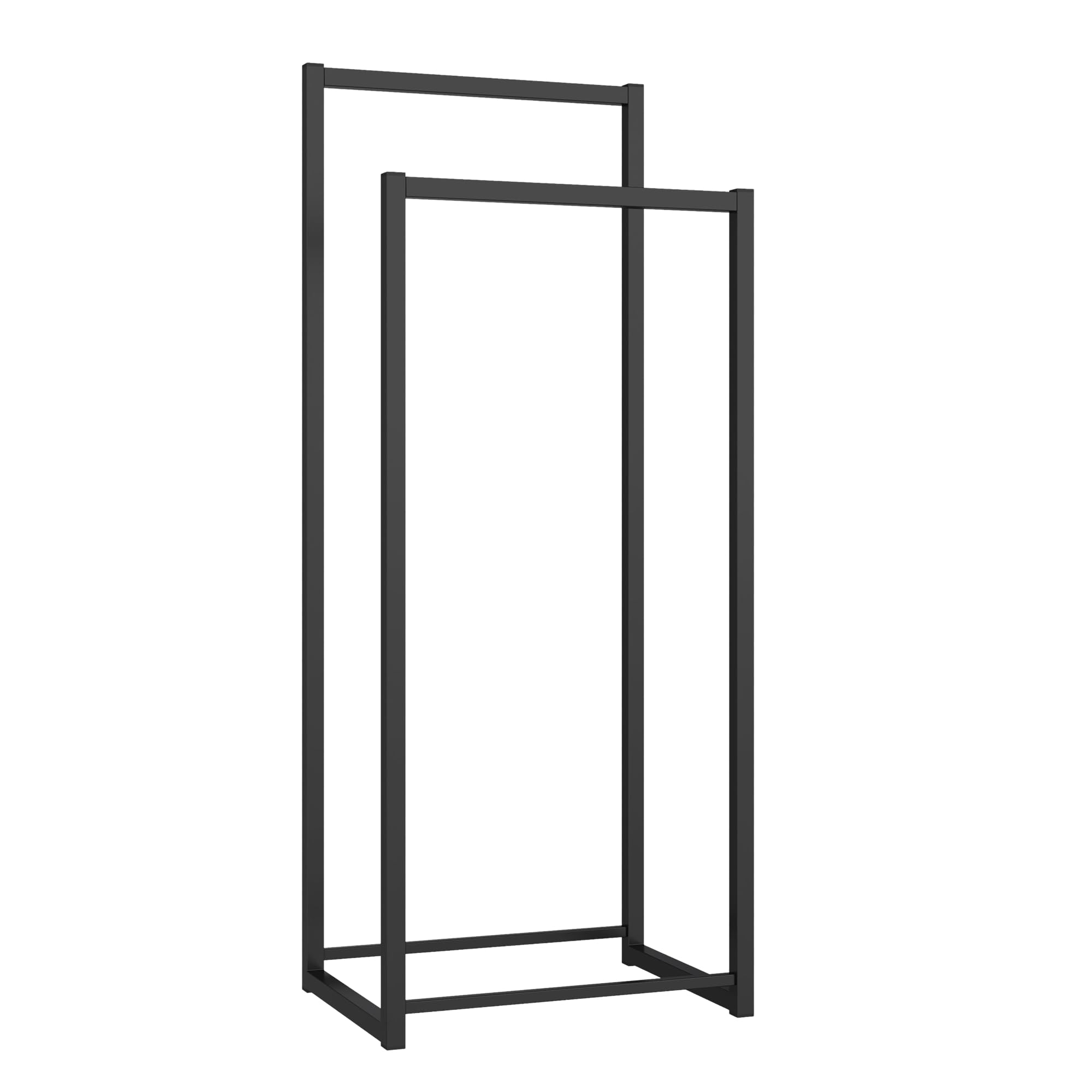 [en.casa] Stand Appendiabiti da Terra con 2 Barre Aste Porta Abiti in Altezze Diverse Organizzatore Guardaroba Vestitore 100 x 40 x 30 cm in Acciaio - Nero