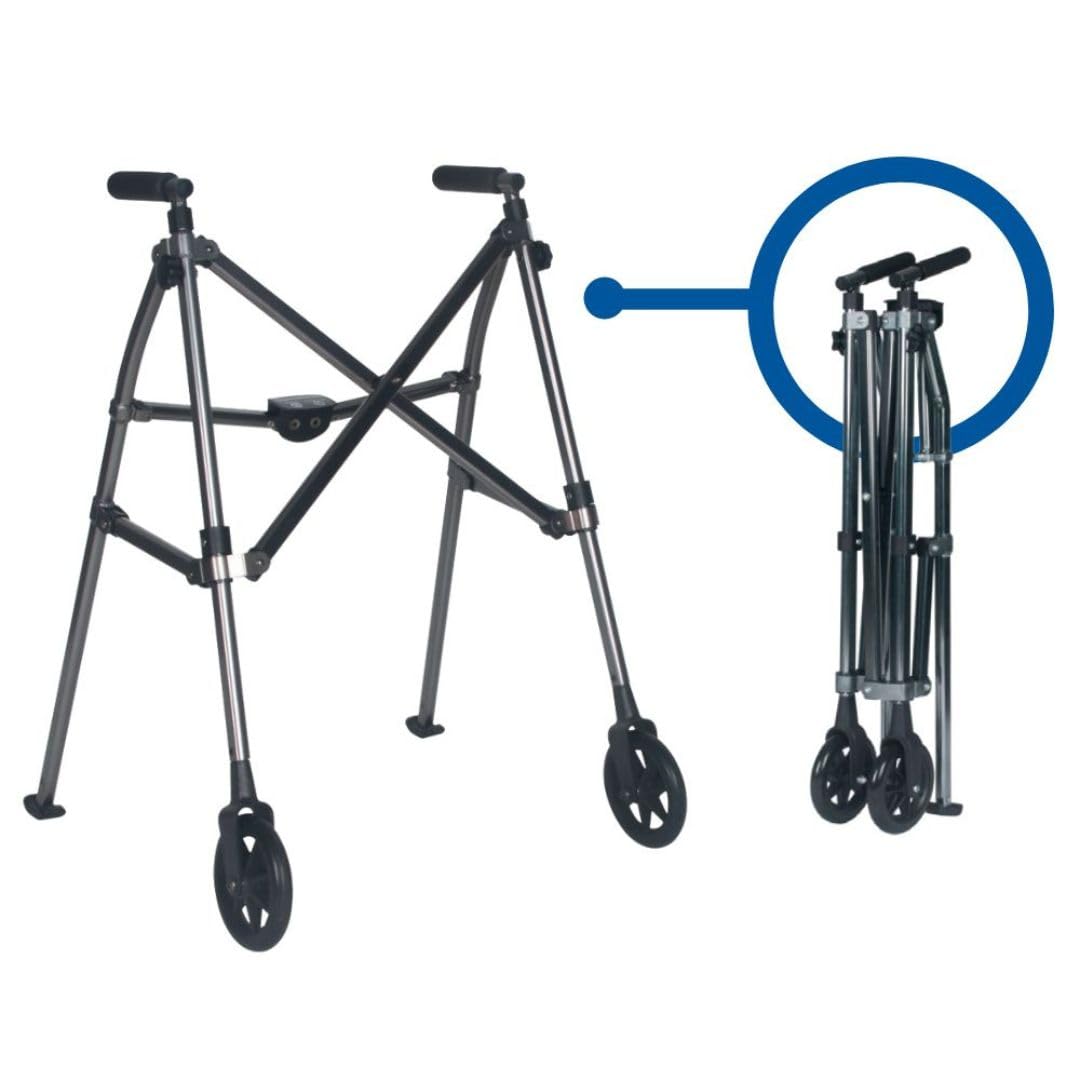 Andador Plegable para Ancianos, COMPACT, 2 Ruedas Delanteras, Regulable en Altura 82-99 cm, Estructura de Aluminio, Puños Anatómicos, Uso Doméstico o Paseos Cortos