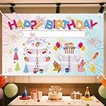 Customizable Large Happy Birthday Backdrop Banner Sign for Girls, Personalizable Party Decor for Kids, Party Supply for Birthday, Baby Shower, Anniversary Celebration Indoor Outdoor Yard（43*71 in） (horizontal) - Image 2