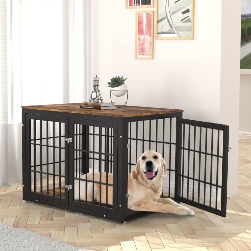 Rustic-Heavy-Duty-Dog-Crate-Furniture-for-Large-and-Medium-Dogs-Decorative-Pet-House-End-Table-Wooden-Cage-Kennel-Furniture-Indoor Rustic Heavy Duty Dog Crate Furniture for Large and Medium Dogs Decorative Pet House End Table Wooden Cage Kennel Furniture Indoor