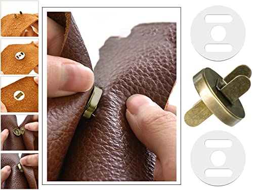 D rings for Bag Making Supplies 30 Pcs 25mm Swivel Metal Buckles with Magnetic Buttons D rings Heavy Duty Bag Making Hardware Slide Buckle for Wallet DIY Crafts Sewing Handbag(Bronze) - Image 4