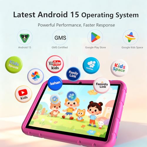 Image of ITDULCET Kids Tablet, 10 inch Android 15 Tablet for Kids, 20GB RAM 128GB ROM Octa-Core 6000mAh Battery Childs Tablets with Shockproof Case, Bluetooth, WiFi, Parental Control, Dual Camera, GPS