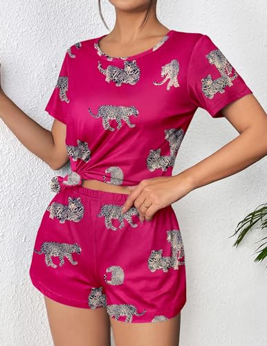 Image of Ekouaer Women's Pajama Sets Short Sleeve Pjs 2 Piece Top and Shorts Sleepwear Comfy Soft Lounge Sets with Pockets