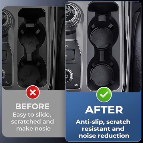 Image of Center Console Cup Holder Inserts for Ford Explorer 2024 2023 2022 2021 2020, Interior Accessories TPE Car Cup Holders Covers Protector for 2020-2024 Explorer, Black