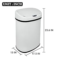 Vista 7 de Bote de basura automático de 13 galones para cocina, fácil de limpiar, de acero inoxidable de 50 L, sensor de movimiento cepillado, impermeable