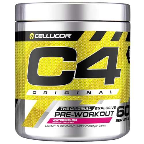 Cellucor C4 Original Pre Workout Powder Energy Drink Supplement for Men & Women - with Creatine Caffeine Nitric Oxide Booster Citrulline & Beta Alanine Watermelon- 60 Servings (Packaging May Vary)