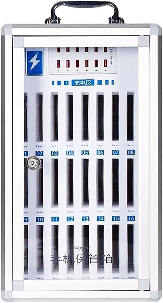 Caja de almacenamiento para teléfono móvil para evitar distracciones con llave y asa
