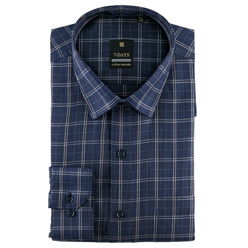 7-DAYS Men’s Premium Checks Formal Shirt – Cotton Rich, Regular F...
