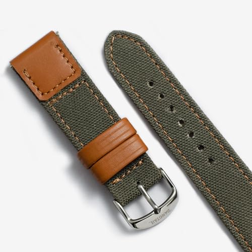 Image of Wild Wanderer Original Canvas & Leather Watch Strap 20mm /22mm for Titan Watches | Seiko | Timex | Fossil | Omega | Citizen | Automatic & Quartz Watches