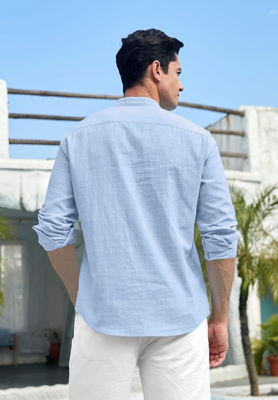 Image of FINIVO FASHION Men's Cotton Polyester Blend Solid Regular Fit Full Sleeve Short Kurta
