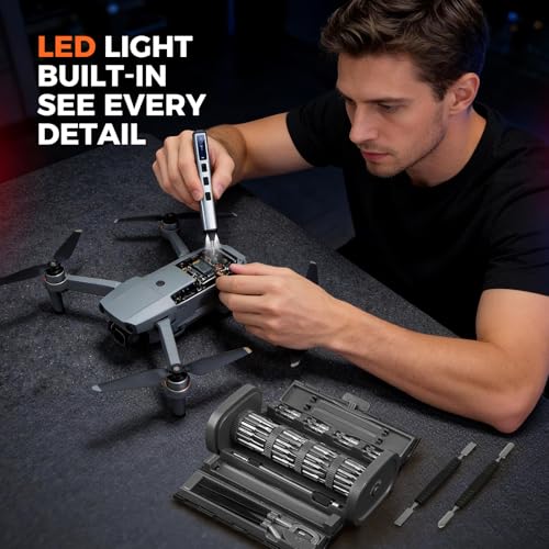 Image of UF-TOOLS Mini Electric Screwdriver, 83 in 1 Cordless Rechargeable Small Power Screwdriver Set with 72 Bits, Led Light and Magnetic Mat, Professional Repair Tool for Phone Glasses Watch Camera Laptop