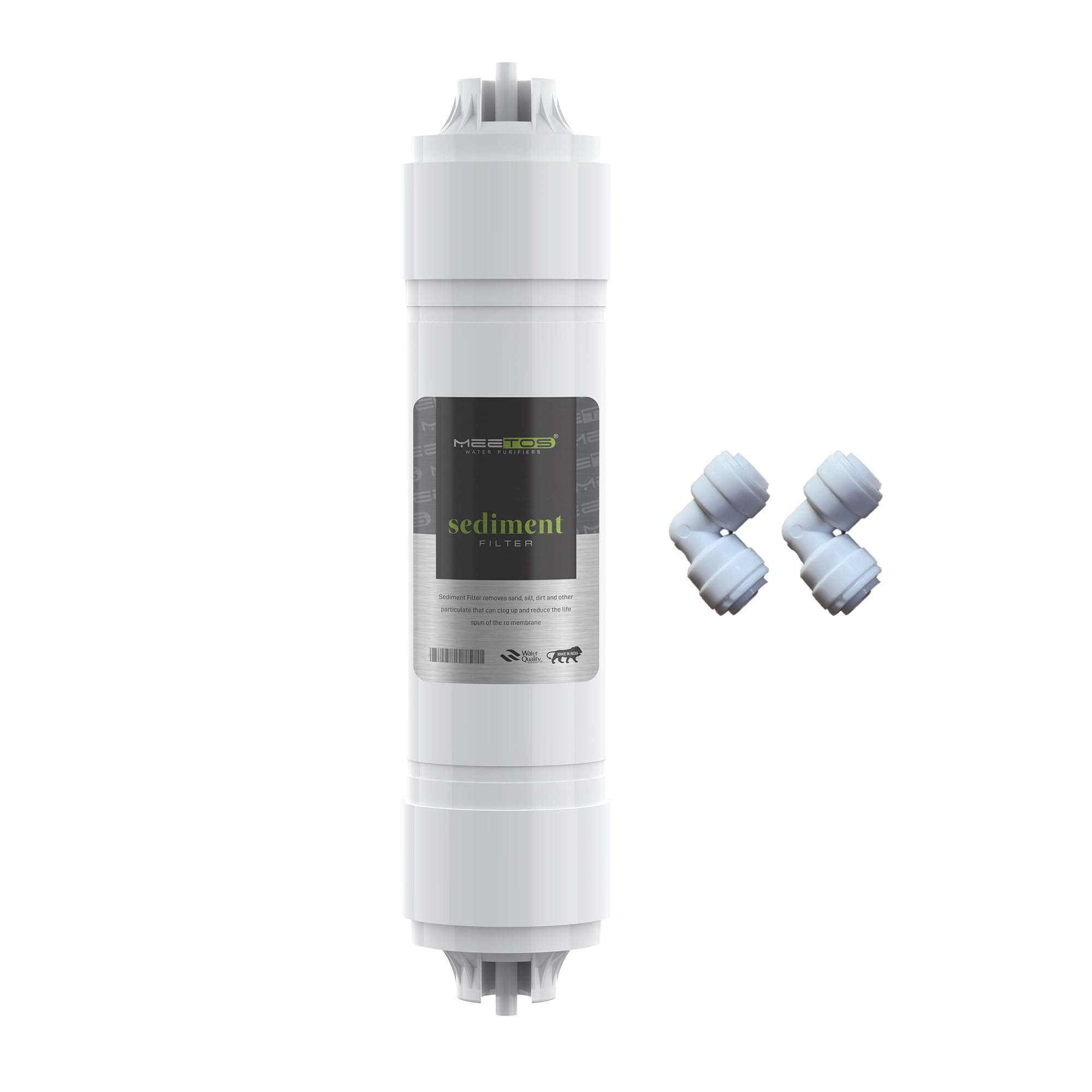 MEETOS Inline Sediment Filter and 2 Elbow Connector for RO Water Purifier-image-11