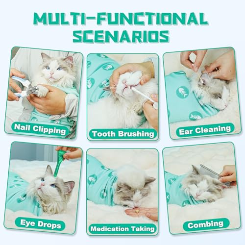 Image of Supet Cat Wrap for Cutting Nails, 2025 Self-Adherent Cat Grooming Wrap, Anti-Escape Calming Swaddle for Medicine, Nail Clipping, Teeth Brushing, Ear Cleaning