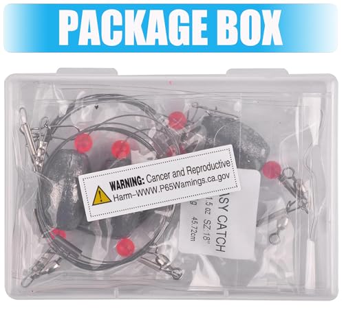 VATEICO Set de Señuelos para Pesca en Agua Salada con Líderes de Acero Inoxidable y Pesos de Huevo para Pargos, Mero y Más miniatura 6
