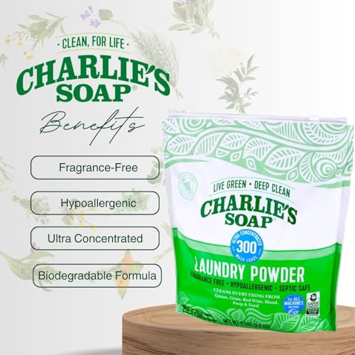 Charlie’s Soap Hypoallergenic Laundry Detergent Powder Baby Gentle 8lb Bag Fragrance Free Plant Based Deep Cleaning – Biodegradable Eco Friendly Sustainable - Image 6