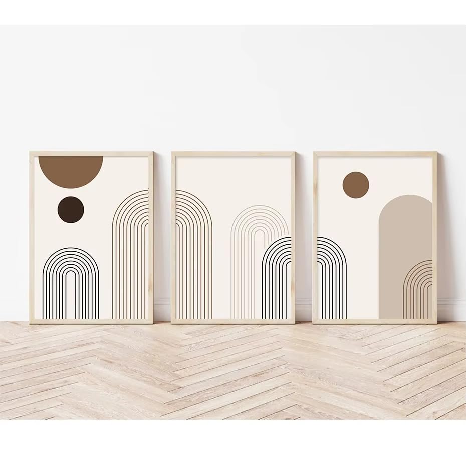 Tableau abstrait scandinave LIFKNVN lot de 3 toiles géométriques sans cadre 60x80 cm
