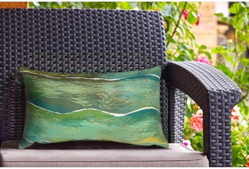 Liora Manne Visions IV Indoor/Outdoor Handmade Pillow - Contemporary Ombre Casual Colorful (Swell Seaglass) (12" x 20")