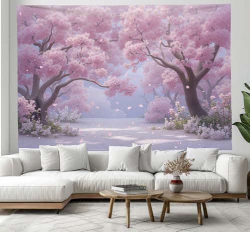 Tapisserie fleur de cerisier rose pour creer une ambiance zen de salon esthetique