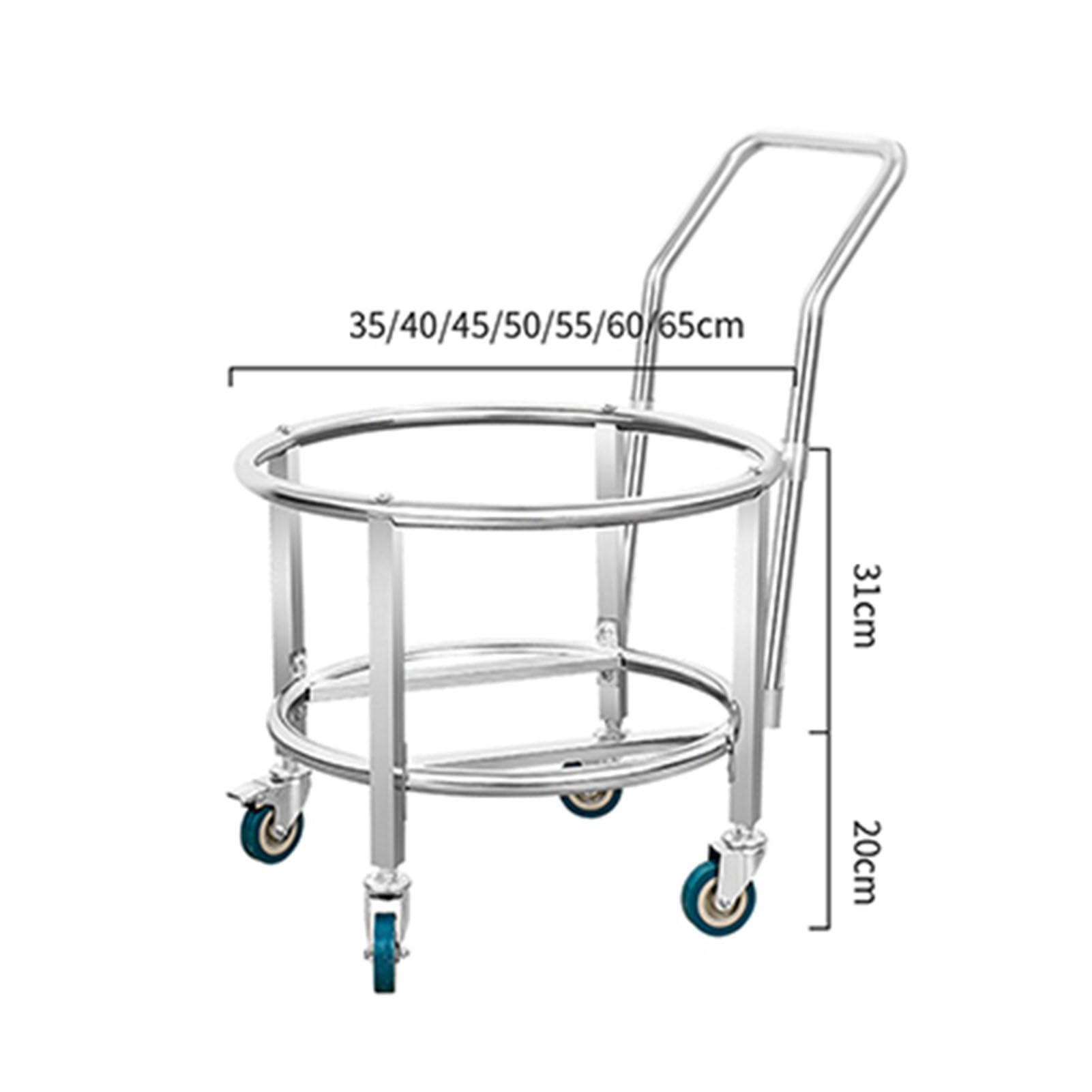Carrello portapentole in Acciaio Inox con Ruote, Carrello Mobile per pentole da zuppa, Carrello Robusto per fusti da Cucina o vasi da Fiori, Design antiribaltamento