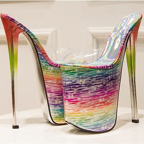 POOSR 22CM High Heels, Woman Shallow Slipper, Wedding Party Nightclub Dancing Shoes, Open Toe High Heeled Sandals3