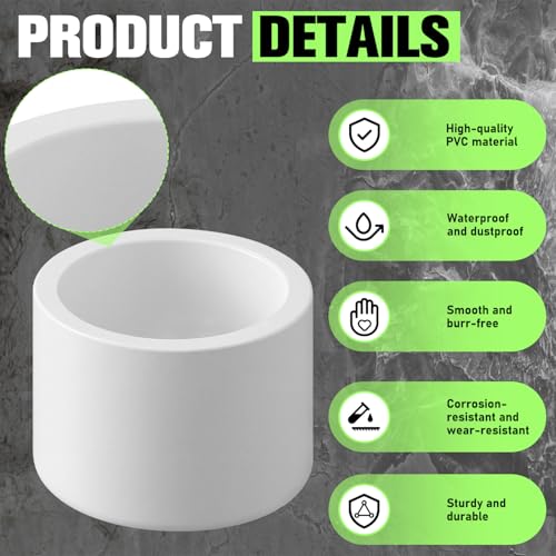 Image of 20 Packs 1-1 /4 Inch PVC Pipe End Cap, Fitting 1.66 inch OD Schedule 40 Furniture Grade, 1-1 /4 inch PVC Pipe Plug for DIY Furniture, Garden Shelf, White