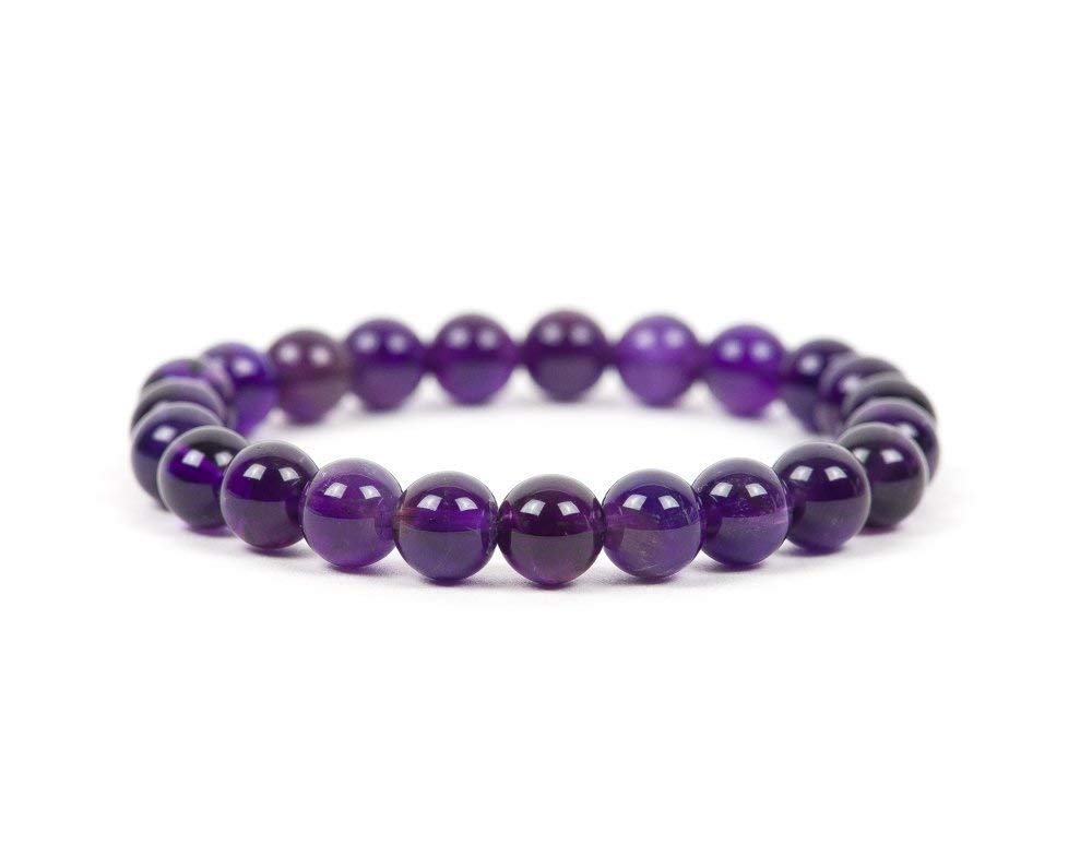 Swara Agate Certified Amethyst Natural Healing Stone Crystal Round Beads 8 mm Bracelet For Men, Women, Boys, Girls (Purple) (B09RKFJ56B) Amazon Price History, Amazon Price Tracker