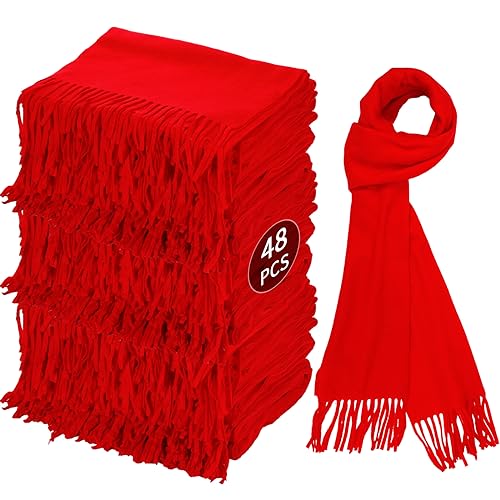 Chuarry Christmas Winter Scarves Bulk Red Scarf Cashmere Feel Soft Warm Fleece Scarf for Men Women Cold Weather Scarves Wrap
