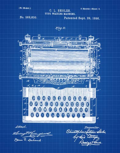Póster de máquina de escribir vintage WallBuddy de 50x70 cm para decoración de escritores