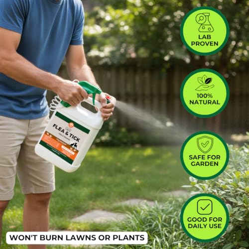 Image of Cedarwood Oil for Pest Control - Nature's Dome Cedarwood Flea and Tick Spray 128 Oz | 1 Gallon Refill for Lawn, Patio, Carpets & Pet Areas | Kills & Repels Fleas, Ticks and Mosquitos | Plant-Based
