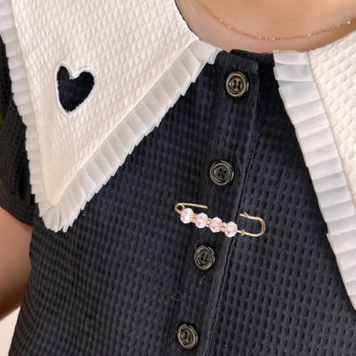 Image of 14 Pieces Brooch Safety Pins Pearl Brooch Button Pin Pant Waist Tightener Pins for Clothes Sweater Shawl Collar Dress Cardigan Shirt Jeans Accessories for Women Girls