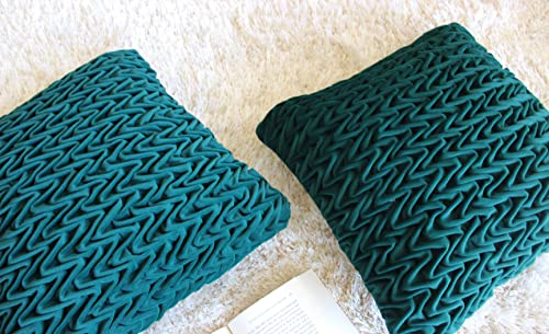 Image of Monstera Hut Corded Wavy Suede Emerald Green Cushion Cover Pack of 2, (Cushion Cover 16x16inch) (40.6 x 40.6 cm)