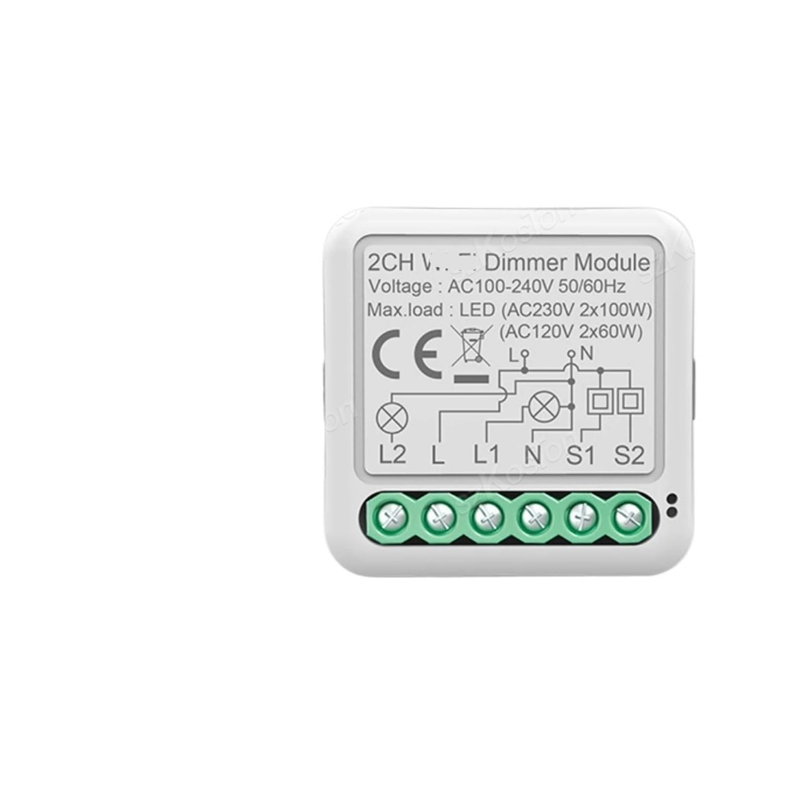 Module de variateur connecté 2 gang pour interrupteur avec commande sans fil et minuterie