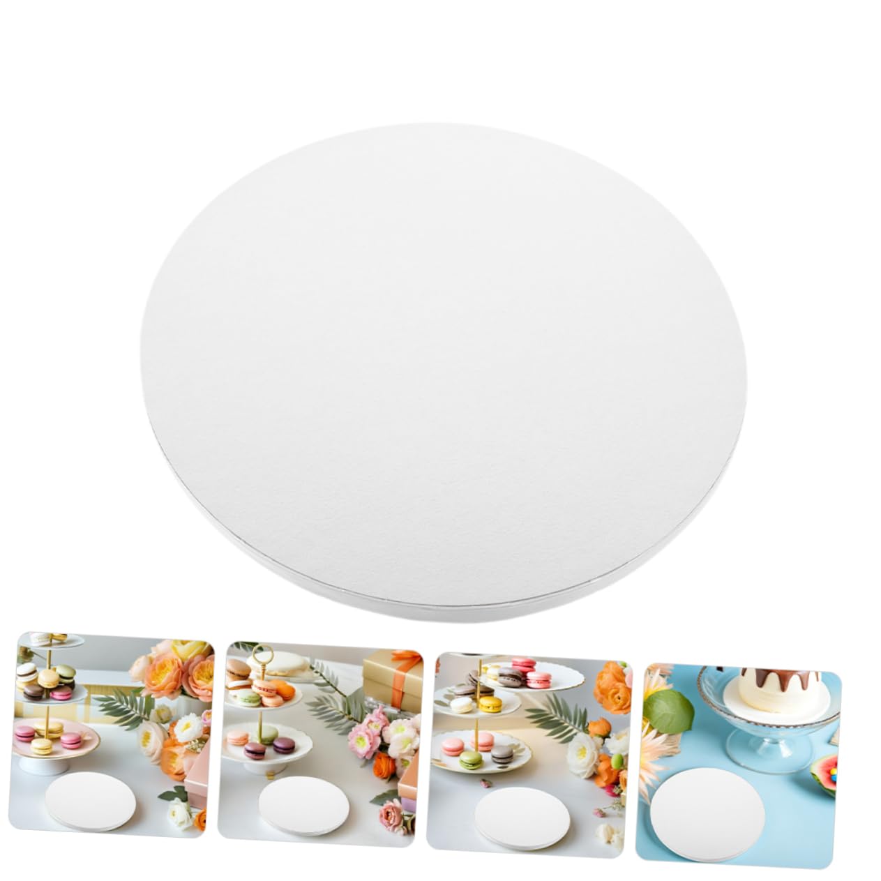 Cabilock Plateaux à Gâteaux Ronds 10 Pouces, Carton Blanc Épais, Lot de 7
