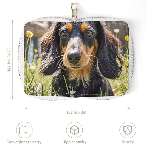 RFID Credit Card Holder Wallets for Women Cute Small Leather Ladies Cardholder Wallets Cute Dachshund Card Organizer Case with Zipper3