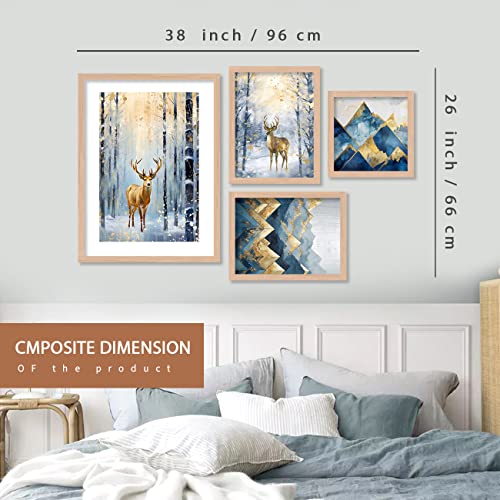 Image of kotart Aesthetic Modern Wall Decor Paintings with Frame for Home Decoration - Painting for Living Room Bedroom - Painting for Wall Decoration (14 x 18 inch) Set of 4 (Classic Wall Painting, 15)
