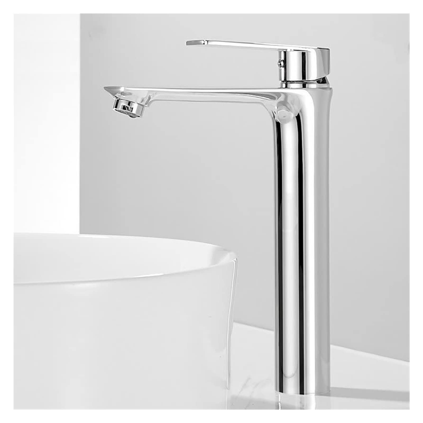 Mitigeur de lavabo chromé long robinet eau chaude froide pour salle de bain