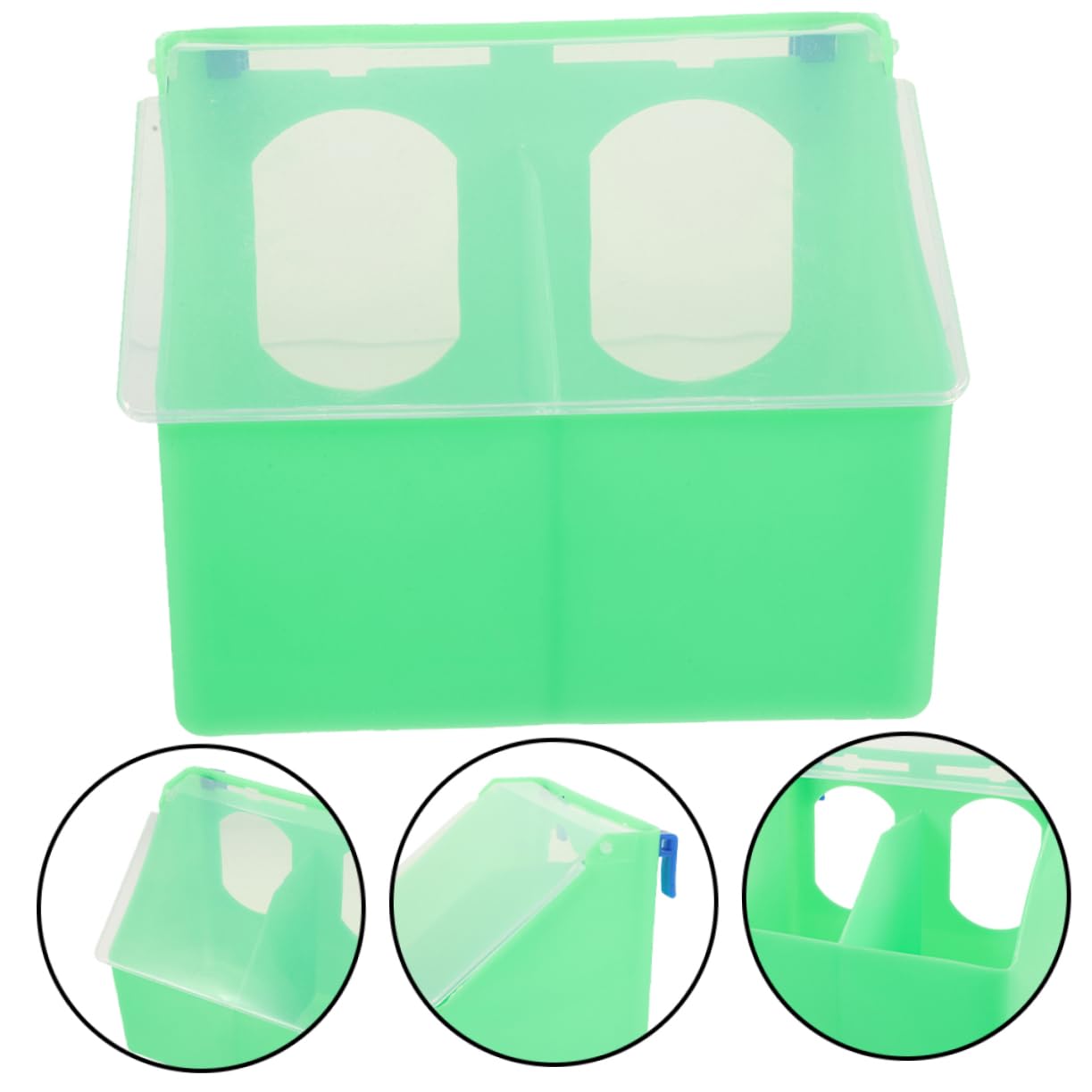 Mangeoire à Oiseaux à Double Ouverture, Lot de 3, Plastique Vert