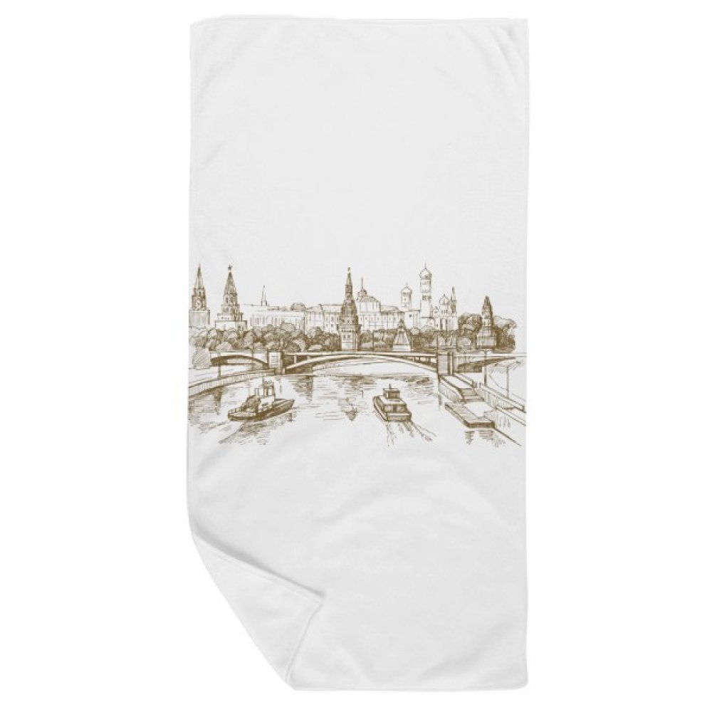 Serviette de bain Pont de la rivière 35x70cm en coton doux multicolore