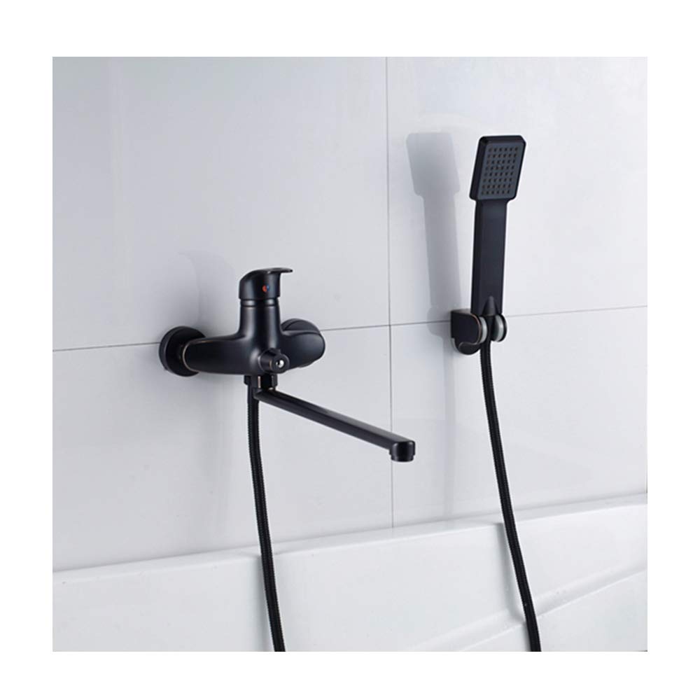 Mitigeur de baignoire et douche vintage bronze noir avec douchette montage mural