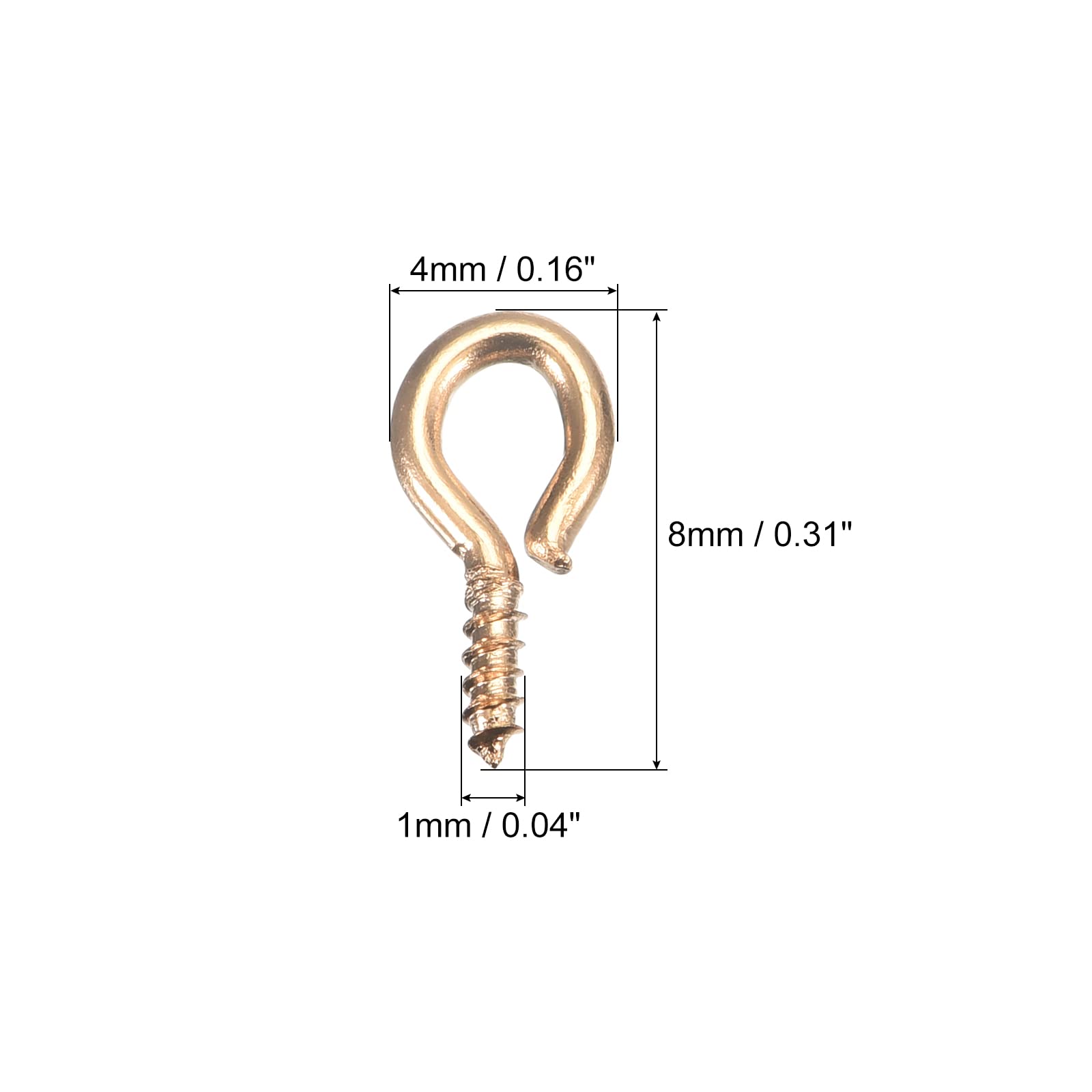 100 Pièces Oeillets à Vis Pour Bijoux 4x9mm - Doré, Métal, Par Uxcell