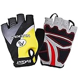 NUCKILY Men's Pro-Light Short Finger Mountain Bike Cycling Gloves Yellow Medium