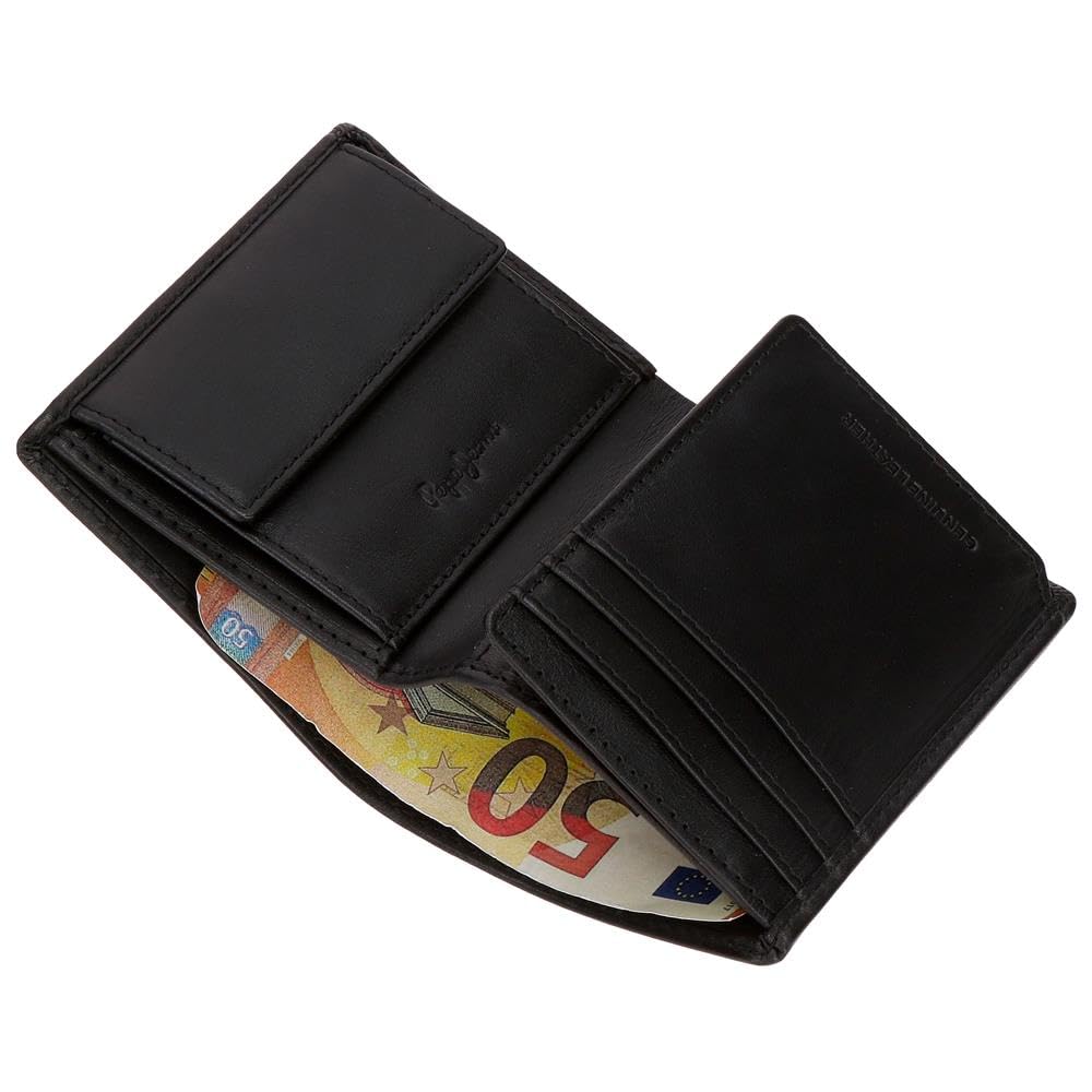Pepe Jeans Luton Cartera Vertical Negro 8,5x10,5x1 cms Piel by Joumma Bags