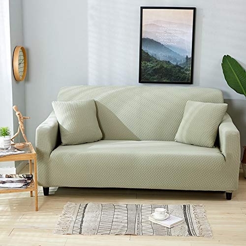 Housse de canapé imperméable 2 places en jacquard vert extensibe