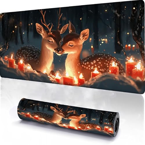 Alfombrilla de Ratón para Juegos 900x300x3mm, Mouse Pad Lavable Vela, Alfombrilla Ratón Sobremesa Portátil, Borde con Costura, con Base Antideslizante, para Juegos de Oficina en Casa Animal H-8