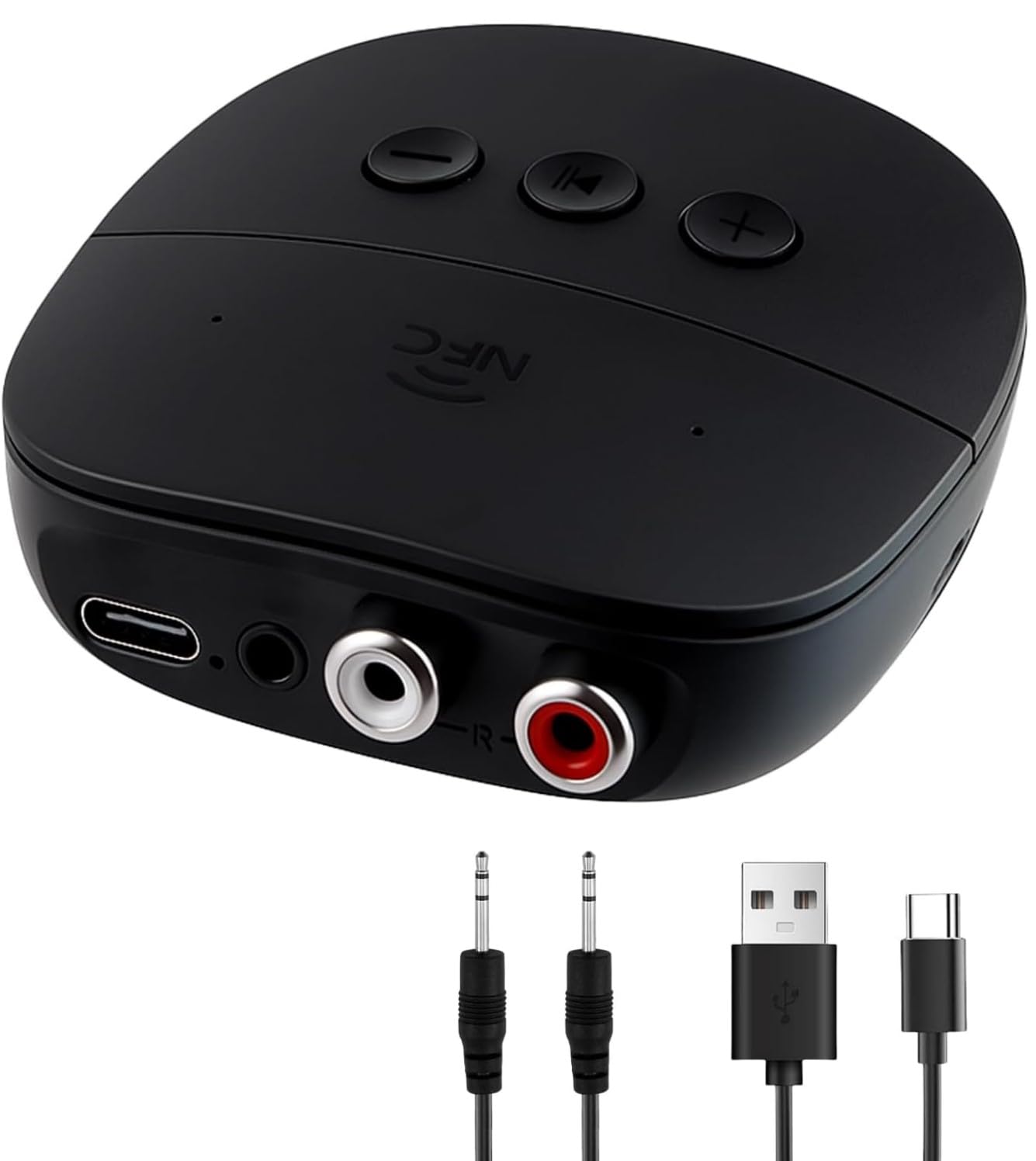 Receptor Bluetooth 5.2, Adaptador Audio Bluetooth con Jack 3,5 mm y RCA, Adaptador de Audio NFC para Altavoces Estéreo, Amplificador de Radio de Coche, Auriculares y Altavoces Domésticos
