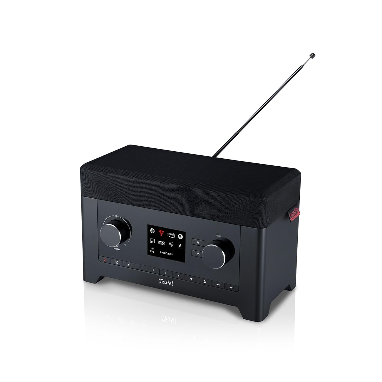 Teufel Radio 3SIXTY - Altavoz Bluetooth con Radio Digital Premium Internet Dab+, Sonido de 360 Grados, función de Banco de energía, subwoofer, función de Despertador - Negro